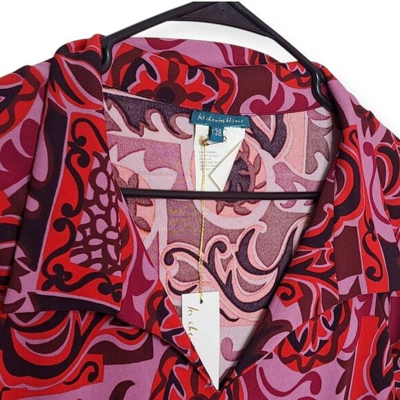 Le Chemins Blancs Women's Vintage Paisley V Neck Collared Blouse size T38/ 6 US - Picture 3 of 7